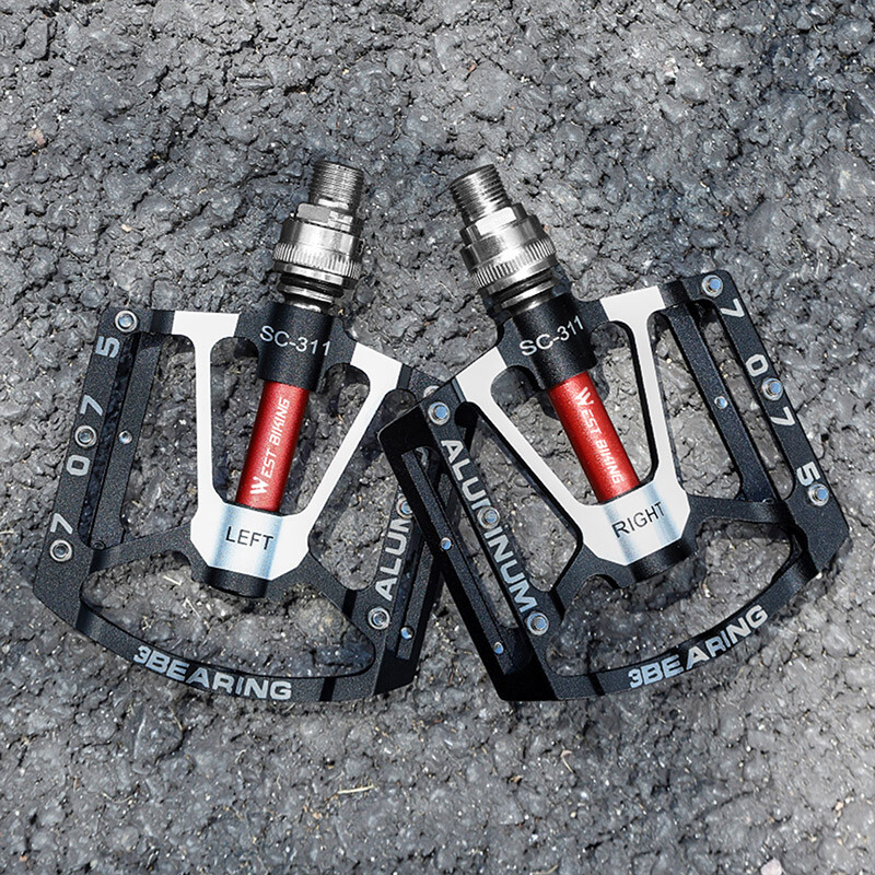 WEST BIKING Quick Release Bicycle Pedals 3 Sealed Bearing Aluminum Pedals Red