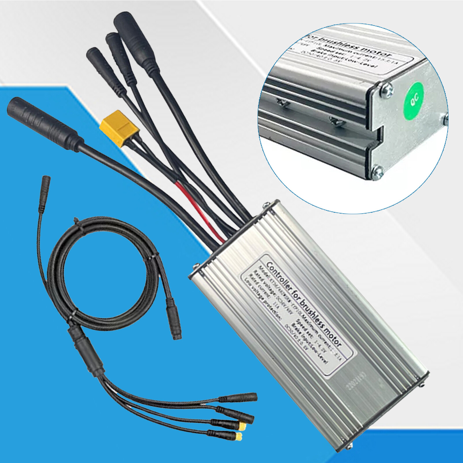 22A Squarewave DC 36V/48V 500W Waterproof 9 Mosfets Brushless E-bike Controller