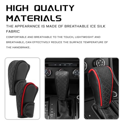 Leather Car Gear Shift Knob Cover, Anti-Slip Breathable Gear Stick Shift Red