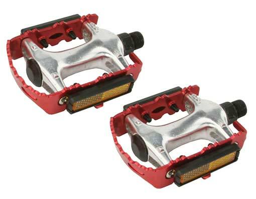 ABSOLUTE 940 ALLOY CAGE-STYLE BICYCLE PEDAL COMPATIBLE WITH 9/16 CRANK IN RED.