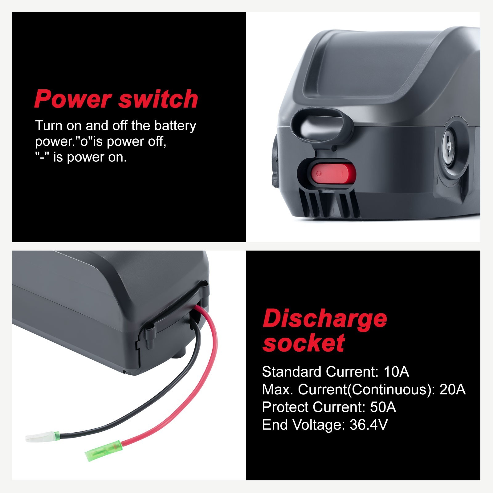 VIVI Ebike Battery 48V 10.4Ah for F26F (HL085) H8 Battery Replacement 48V Batter