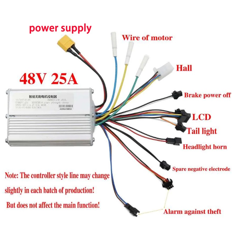 1200W 48V-25A Brushless Motor Controller + LCD Display + 6 Pin Cable For Scooter