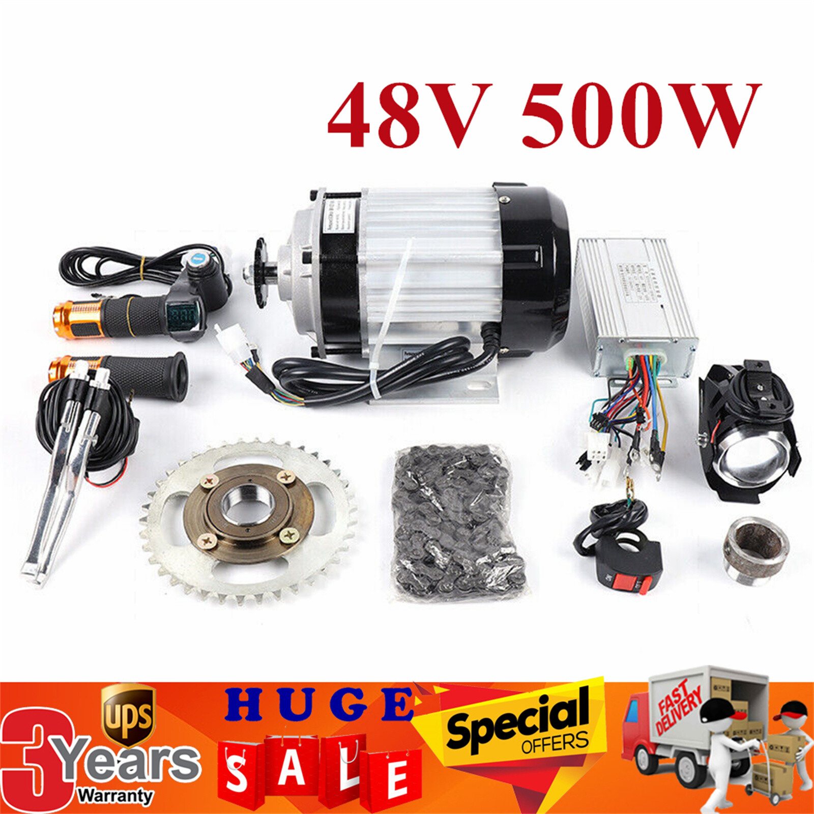Electric Bicycle Bike Tricycle Rickshaw Brushless Motor Controller Kit 48V 500W