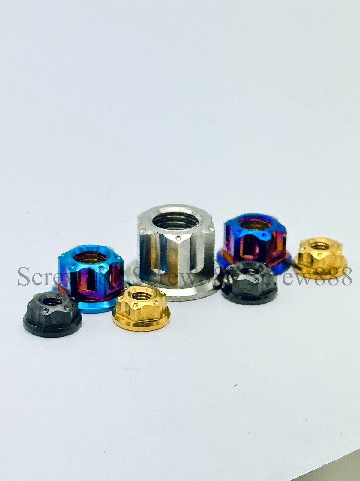 6pcs Titanium Nut M6 M8 M10 M12 M14 M16 Ti Flange Nuts for Motorcycle Rear Axle
