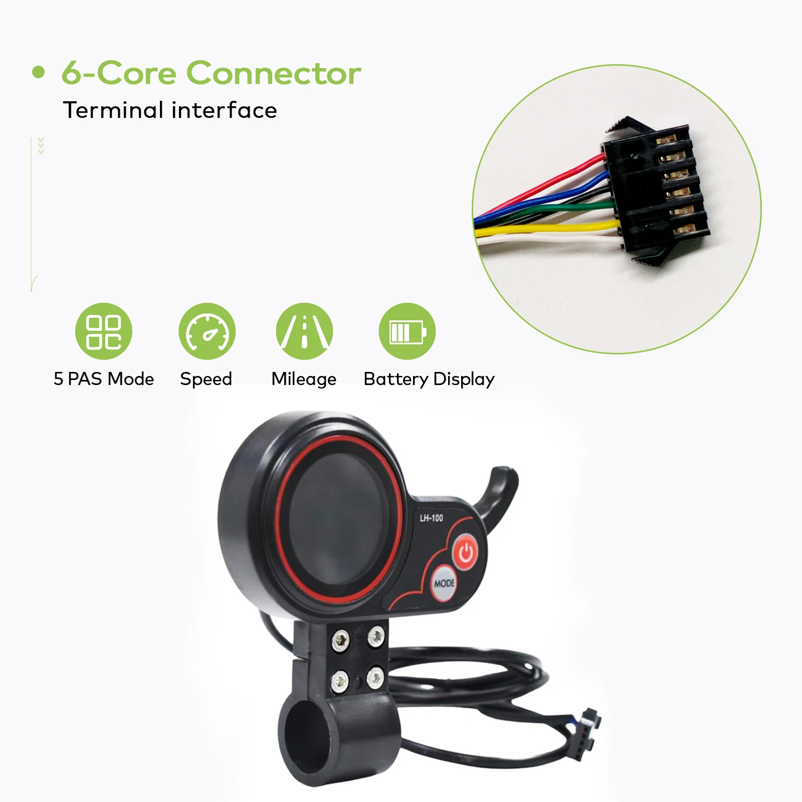 Electric Bike Computer 24V/36V/48V/60V Waterproof Wired Button Speedometer