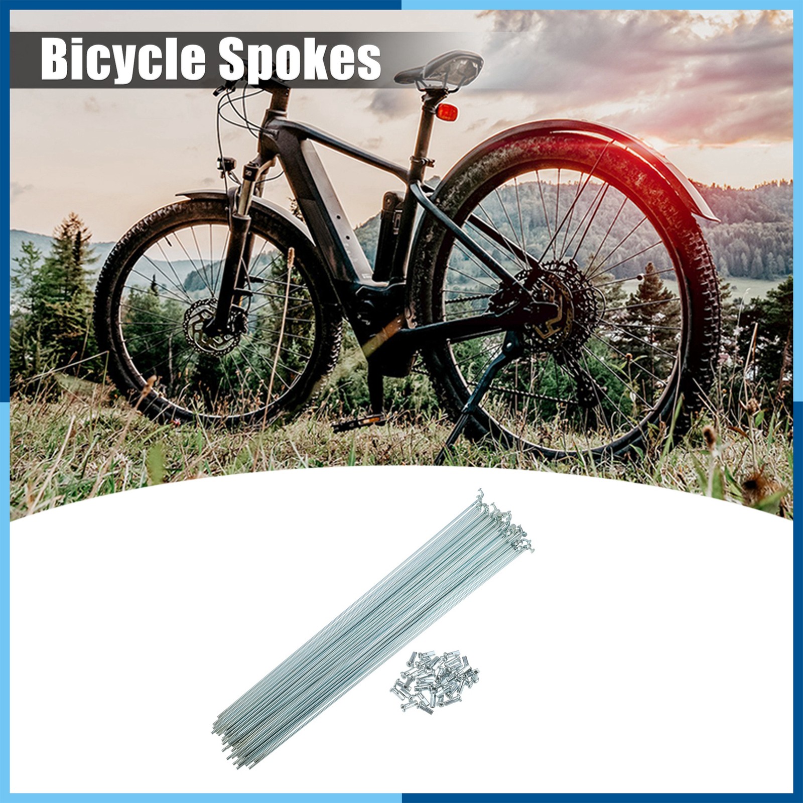36 Pcs 14G J Bend 257mm x 2mm Bicycle Spokes with Nipples Steel Silver Tone Auto