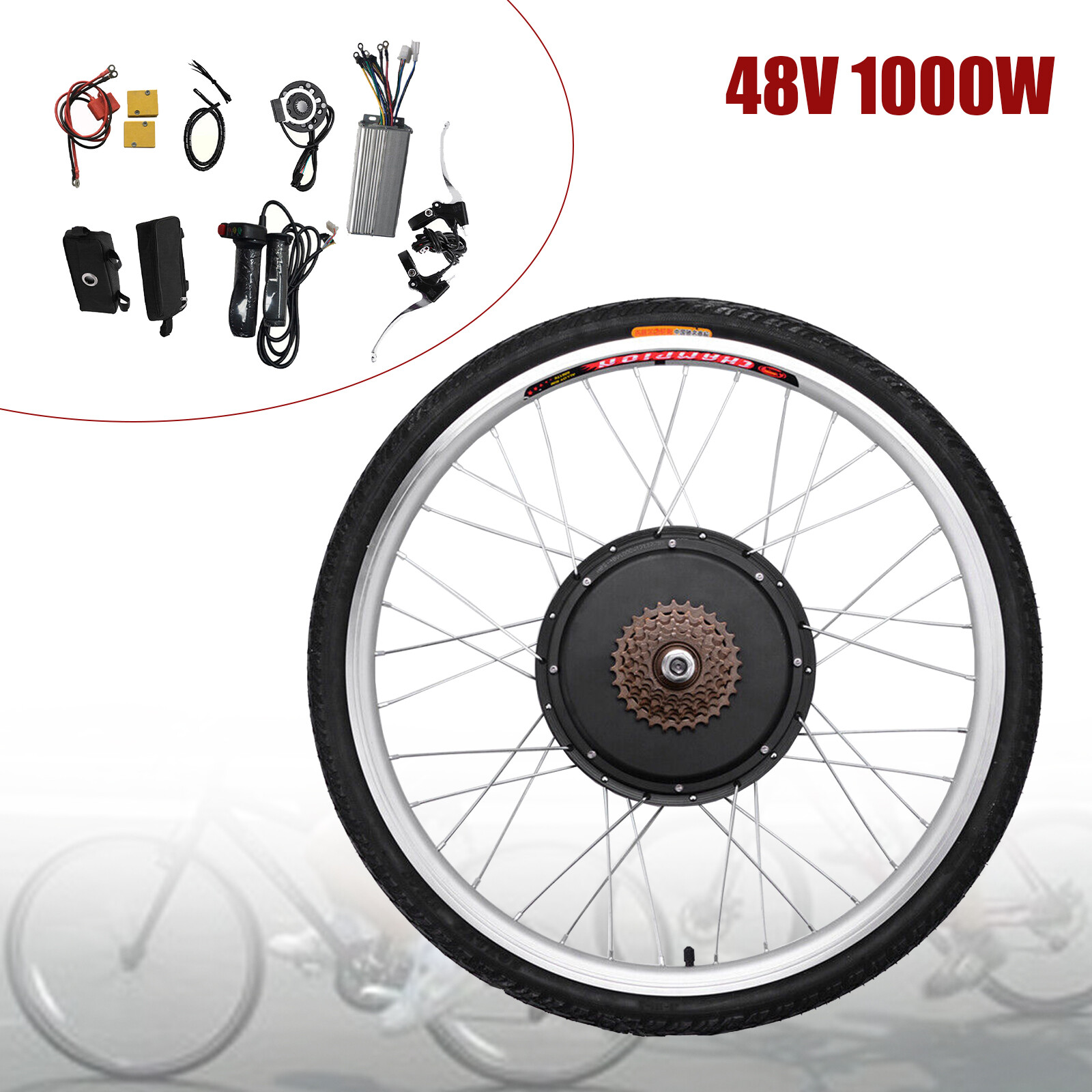 1000W 48V 26» Electric Bicycle Conversion Kit DIY E-Bike Rear Wheel Hub Motor