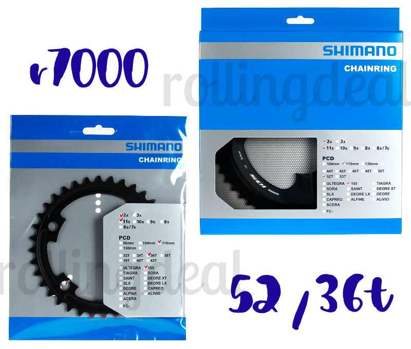 Shimano 105 FC-R7000 Outer & Inner Chainrings NEW (52T & 36T MT)