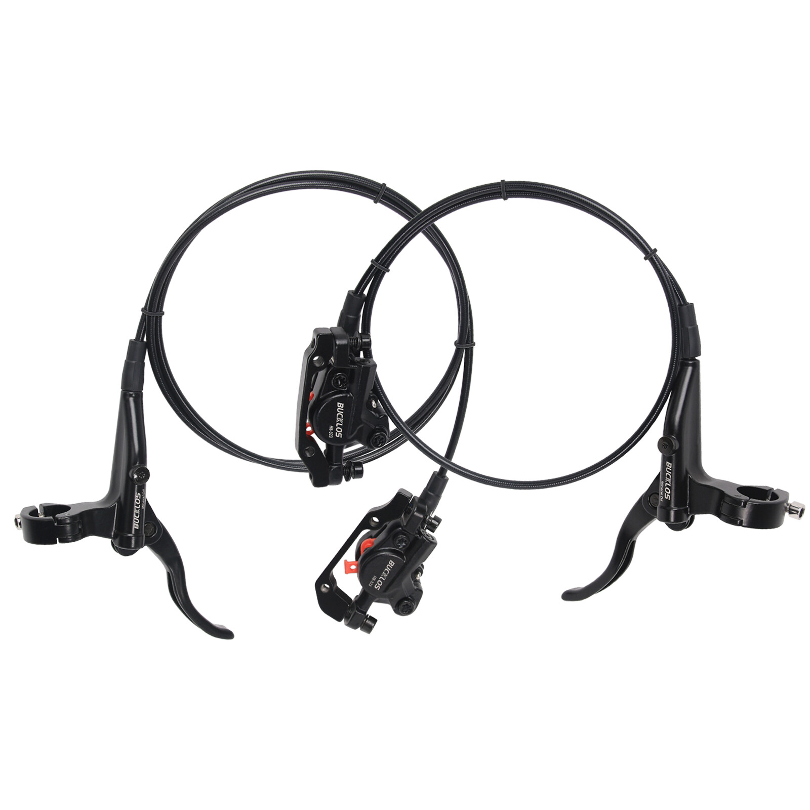 BUCKLOS MTB Hydraulic Disc Brake Set with Red G3 160mm Rotor 2 Pistons for MTB