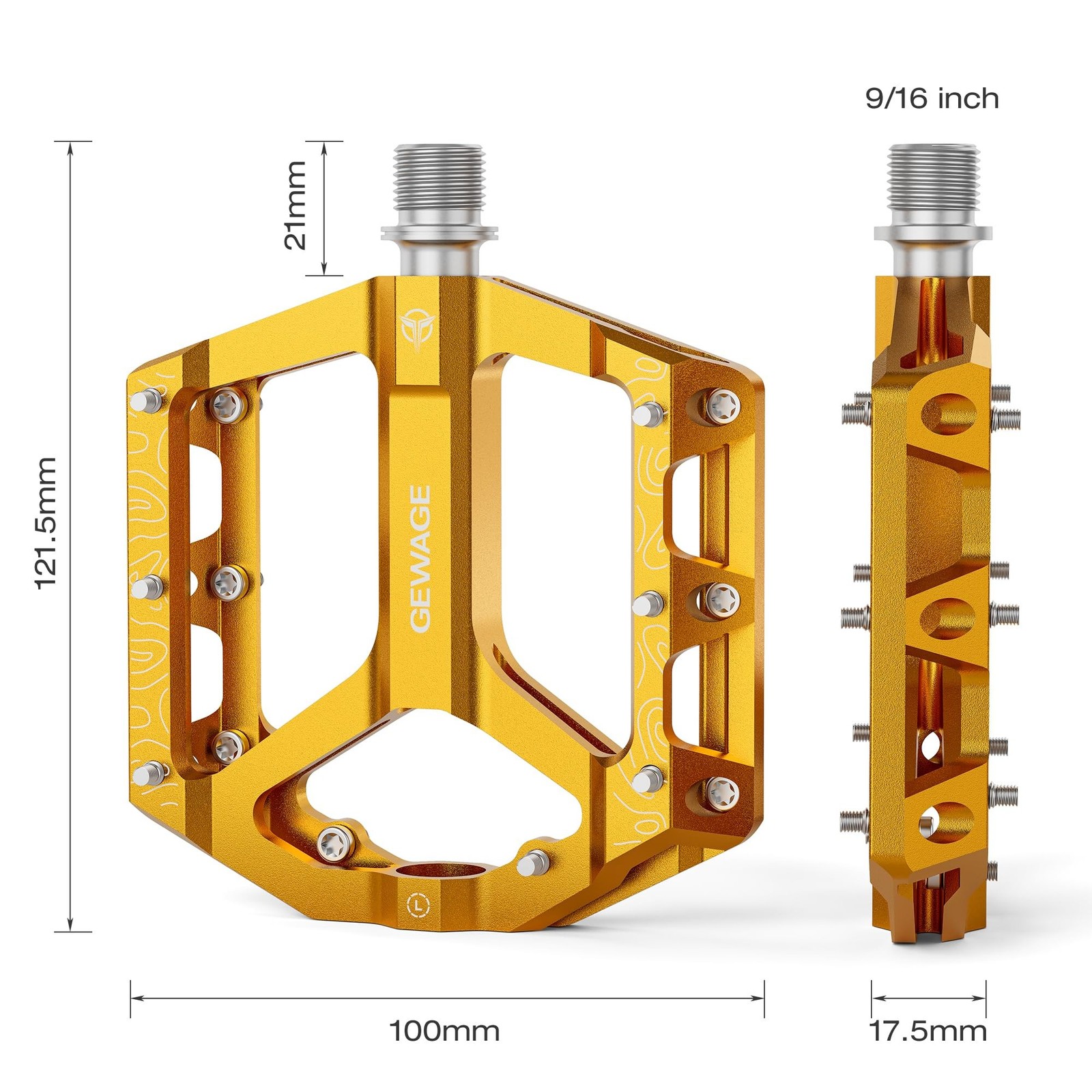 Road/Mountain Bike Pedals -Non-Slip Bicycle Flat Pedals Aluminum 9/16″ – 3 Se…