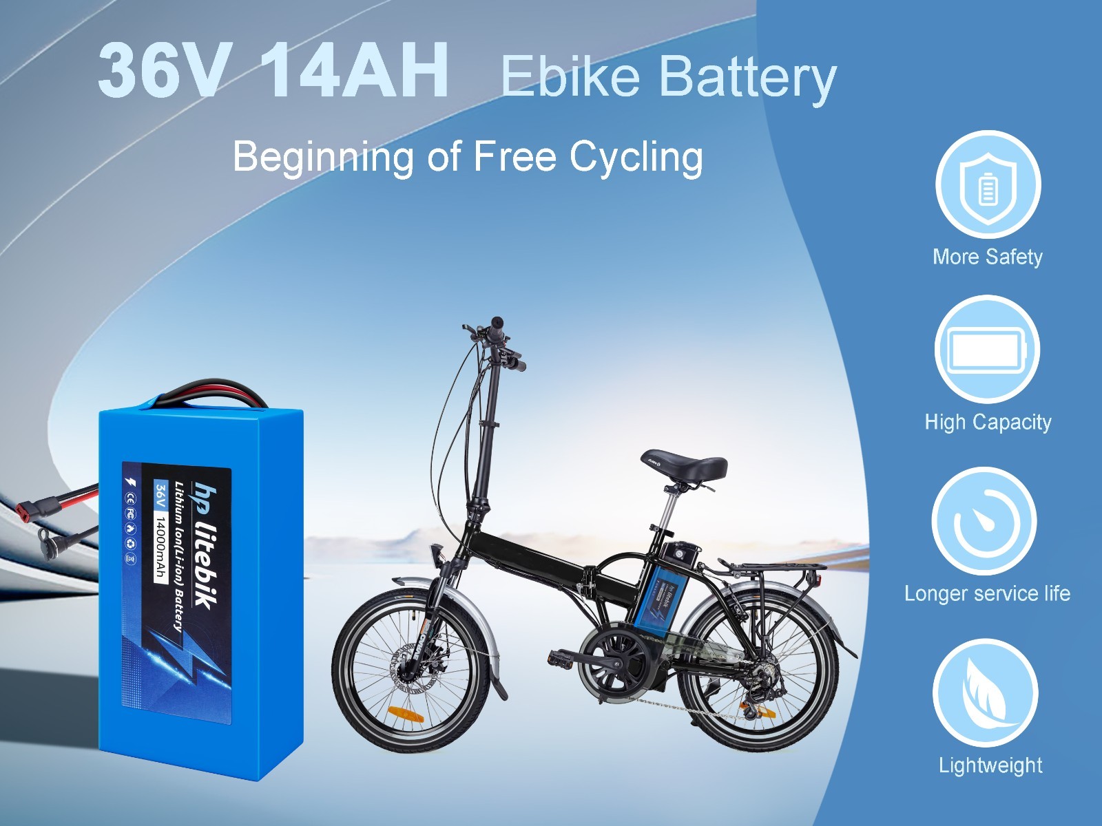 36V Ebike Li-ion Battery 36V 14Ah electric bicycle lithium battery 750W Motors