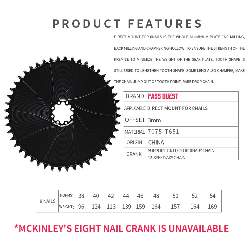 Bicycle Chainring 3mm Offset Norrow Wide Teeth Disc Direct Mount Chainwheel