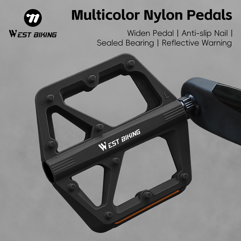 WEST BIKING Nylon Bicycle Pedals DU Sealed Bearing 9/16″ Bike Flat Pedals A Pair