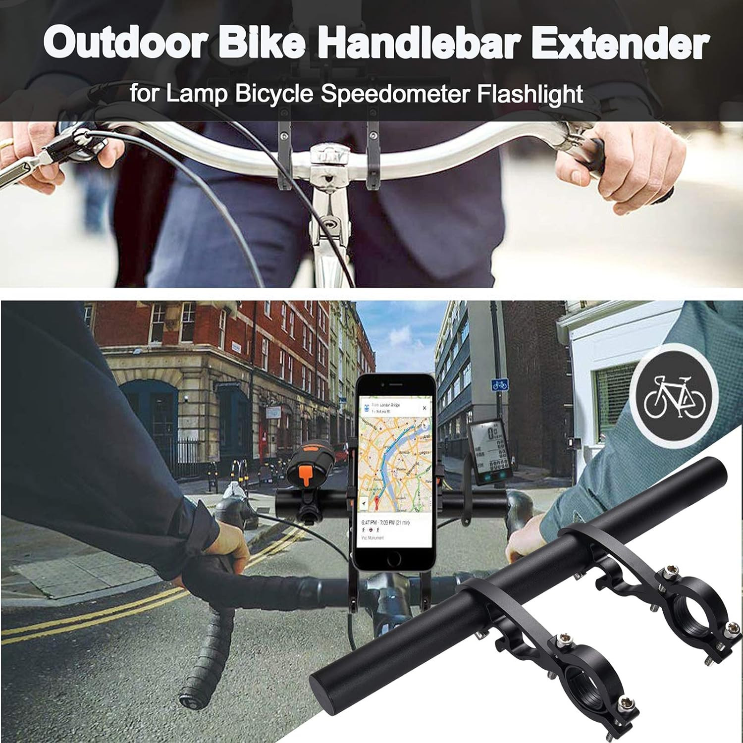 Bike Handlebar Extender, Bicycle Handlebar Extension Lightweight Durable Double