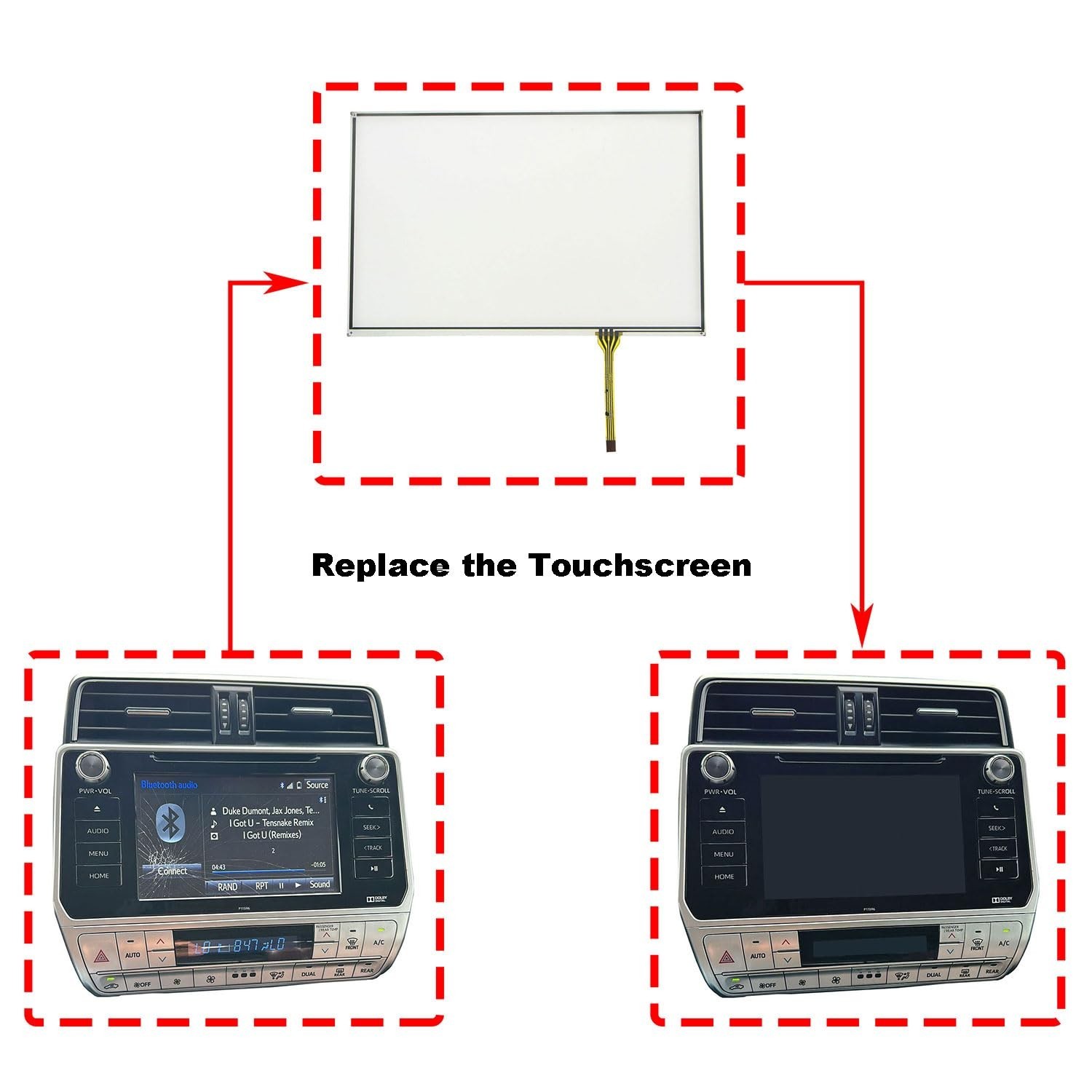 Touch Screen Digitizer Fit For Lexus GX460 Toyota Highlander Land Cruiser Pra…