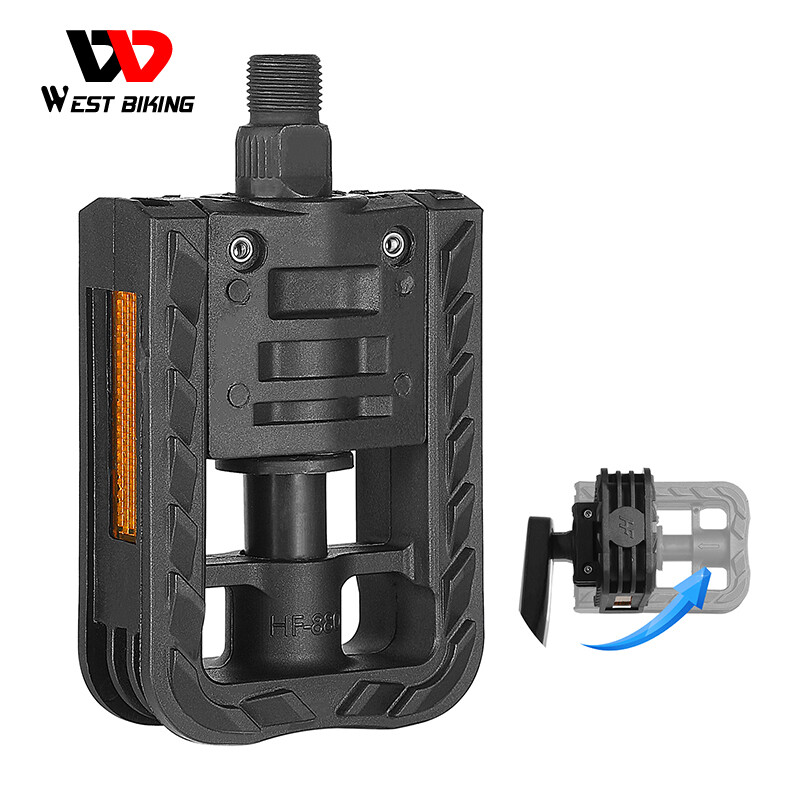 WEST BIKING Foldable Bicycle Pedals Nylon MTB Cycling Bike Folding Pedals 9/16in