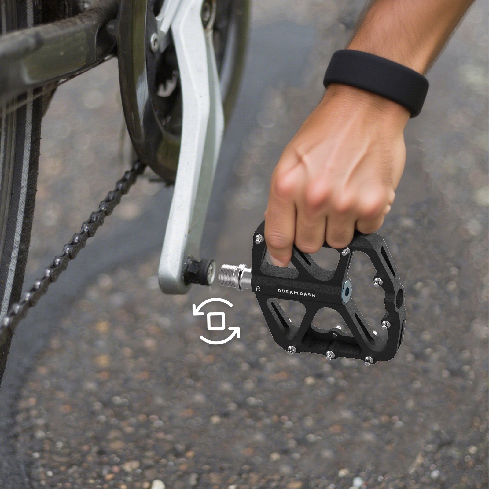 DREAMDASH Mountain Bike Pedals 9/16» Aluminum Alloy Bearing Reflective Pedals