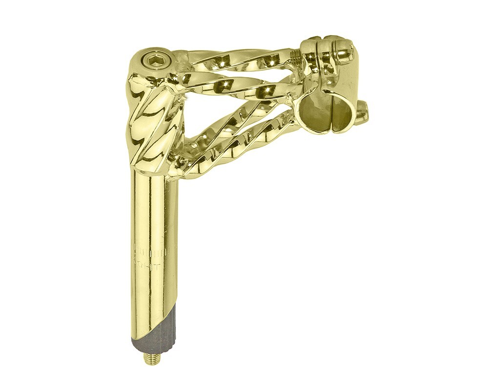 GENUINE VINTAGE LOWRIDER BICYCLE DOUBLE TWISTED LOWRIDER STEM 21.1MM IN GOLD.