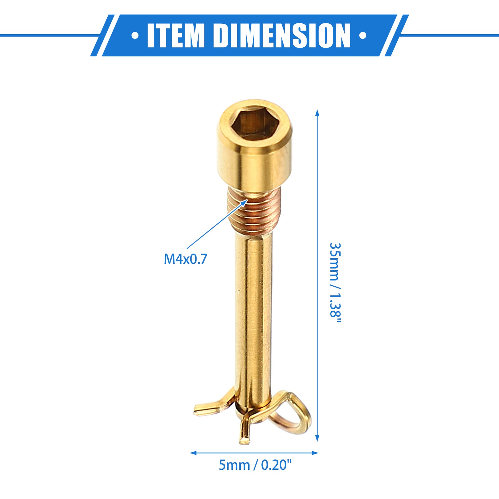 2 Pcs Bike Brake Caliper Bolt Screws M4x0.7 for Mountain Bicycle Gold Tone