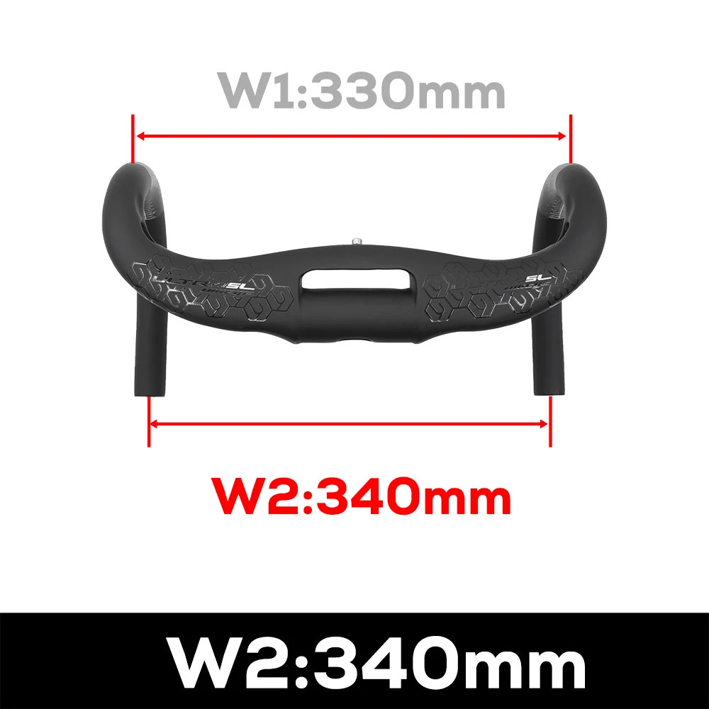 Road Bicycle Carbon Cockpit Handlebar Matt Black Internal Wiring 300mm-360mm