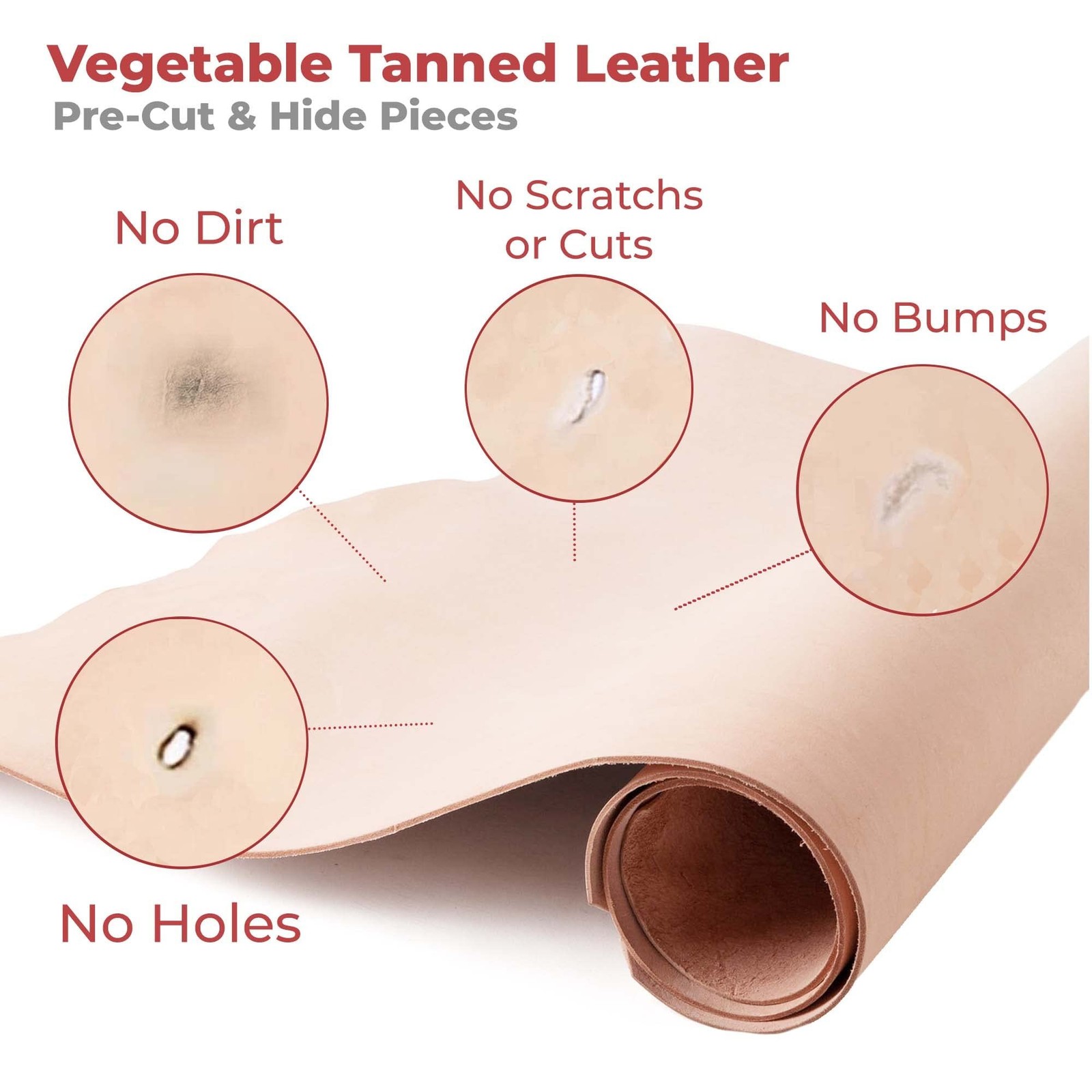 ELW 9-10 oz (3.6-4mm) Thickness Weight Pre-Cut 4-6 SQ FT Vegetable Tanned Lea…