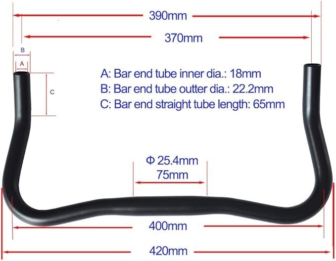 UPANBIKE Bullhorn Handle, MTB, Road Bike 25.4mm 370mm