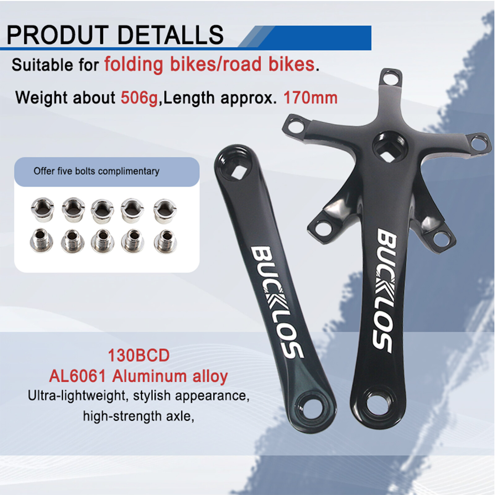 Litepro 170mm Crank 130BCD 45-58T Chainring Road Folding Bike Crankset Sprocket
