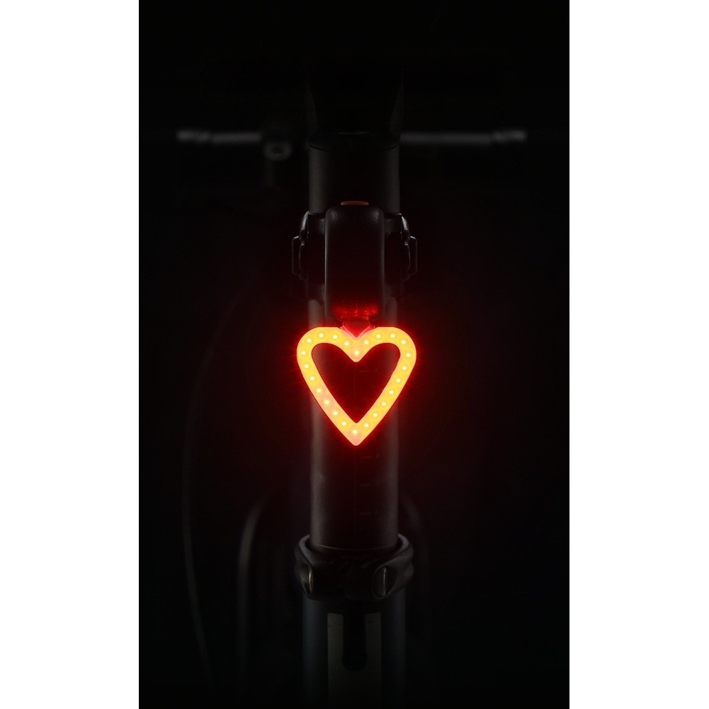 Heart Design USB C Rechargeable Bicycle Tail Light COB LED Bright Red Light