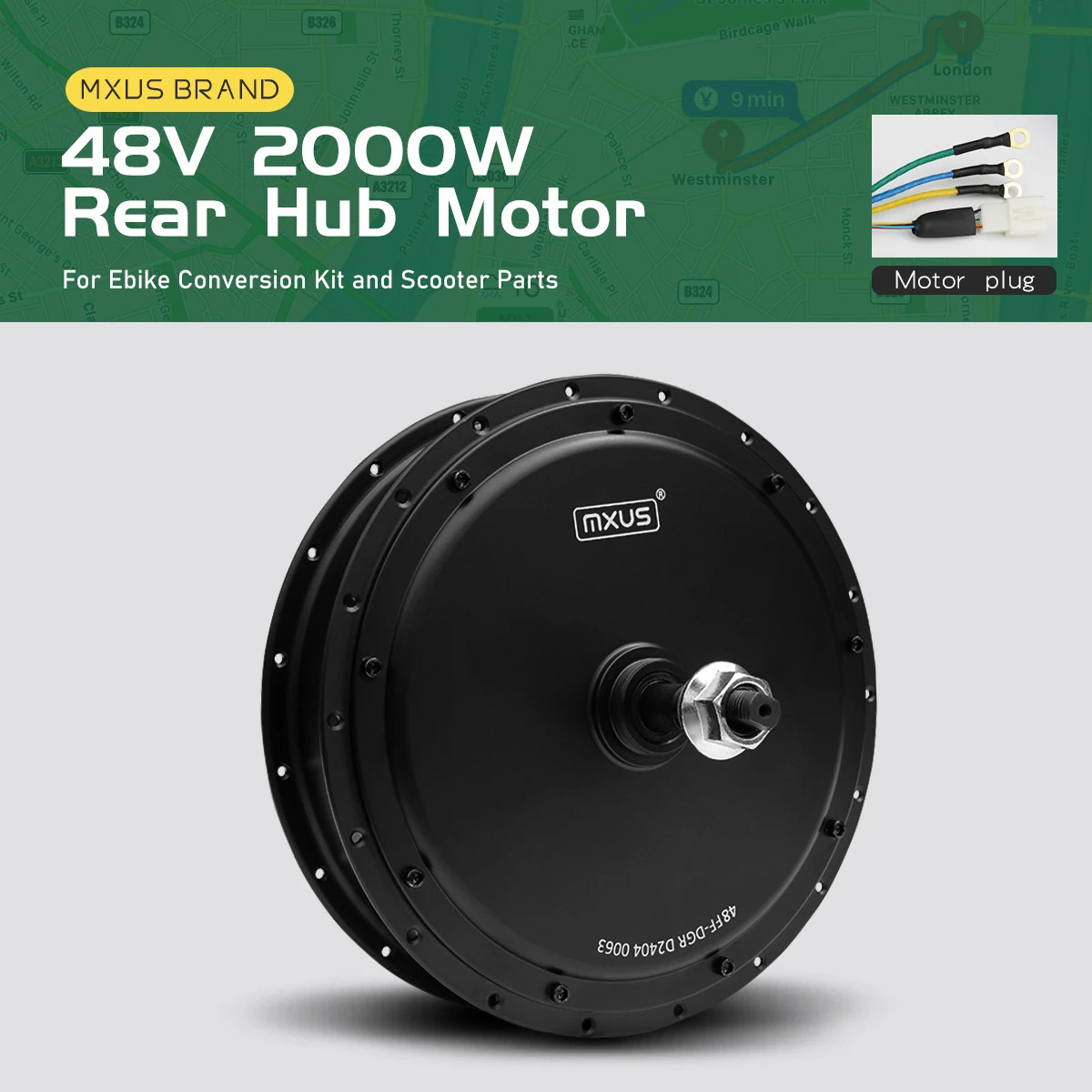 E-bike Motor 48V 2000W Rear Rotate Brushless Hub Motor Wheel Dropout 135mm