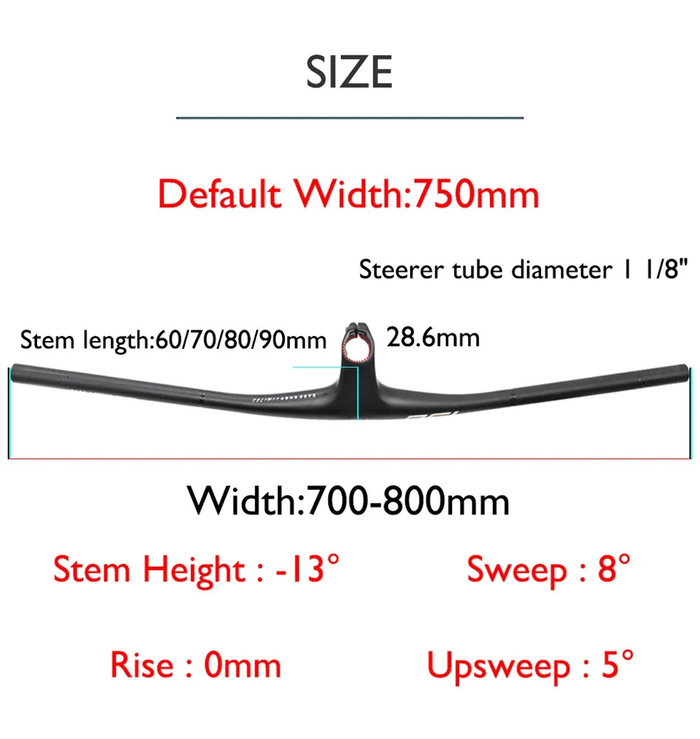 MTB Mountain Bike Full Carbon Handlebar Integrated Cockpit 13 Degrees Riser Bar