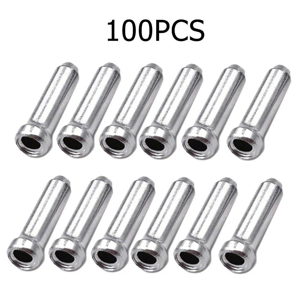 100pcs Bike Cable End Caps Silver Brake Shifter Wire Crimp Aluminum Bicycle