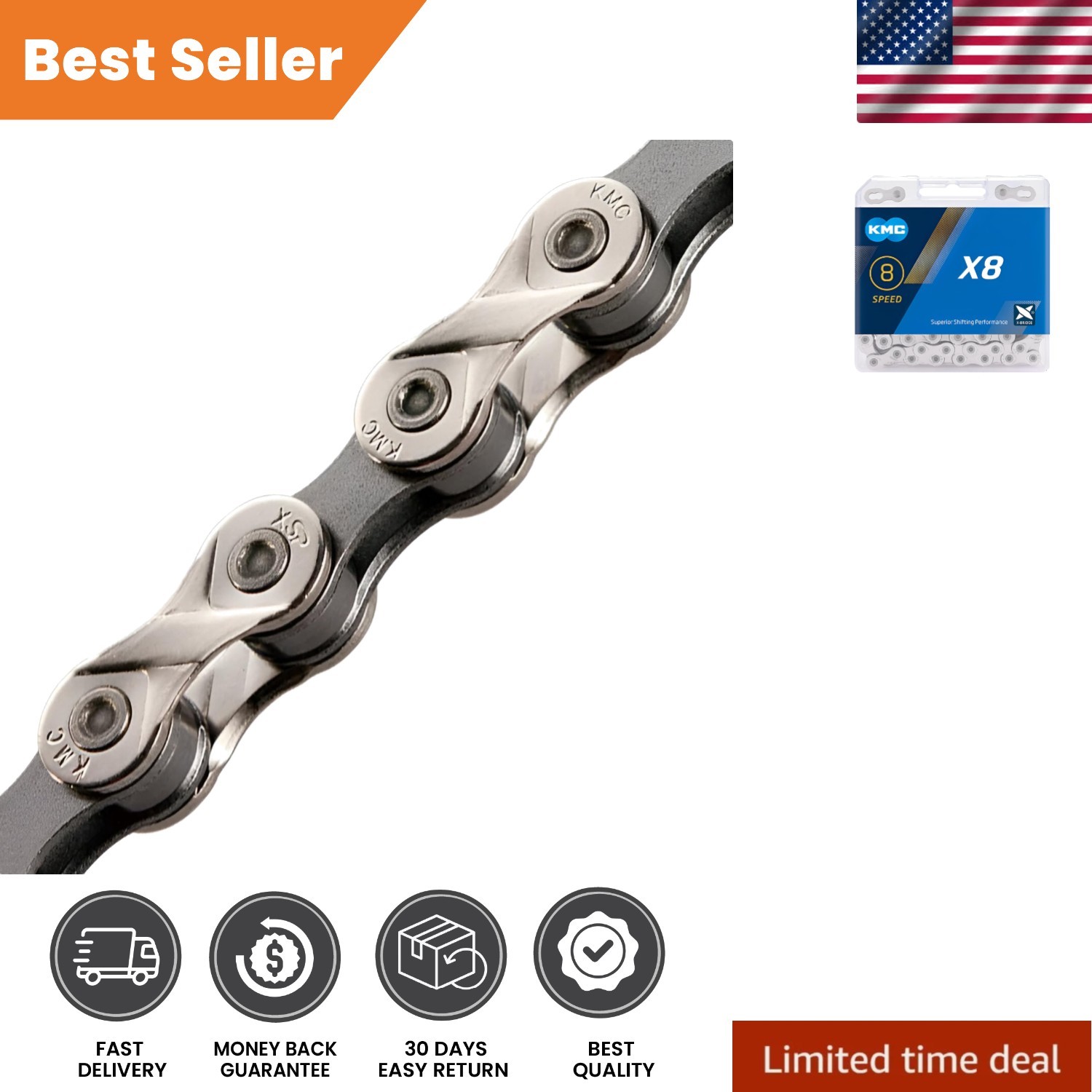 Durable X8 Chain 8SP – Alloy Steel, Easy Install for Road and Mountain Biking