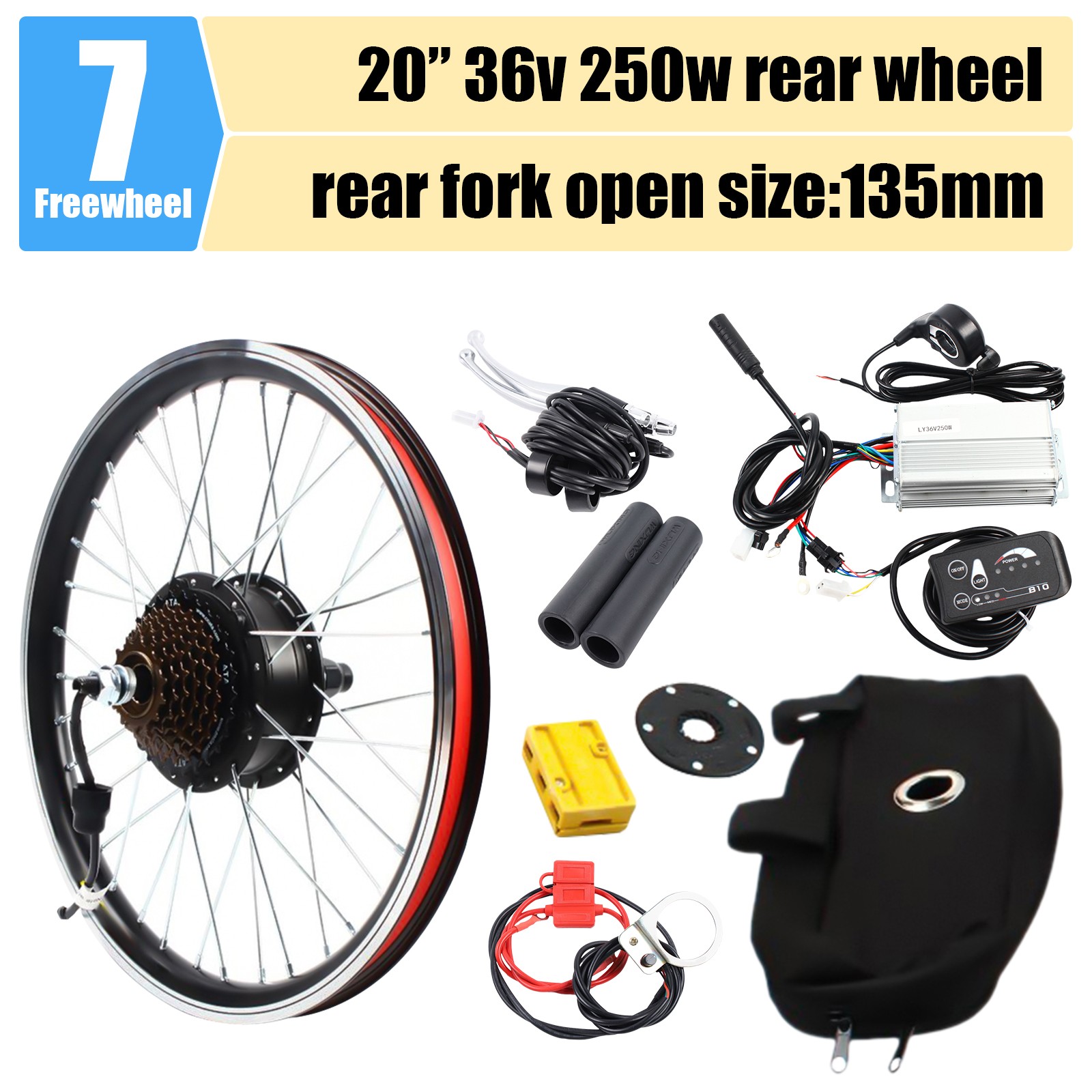 20 Inch Rear Wheel Electric Bicycle Hub Motor Conversion Kit 36v 250w E-bike