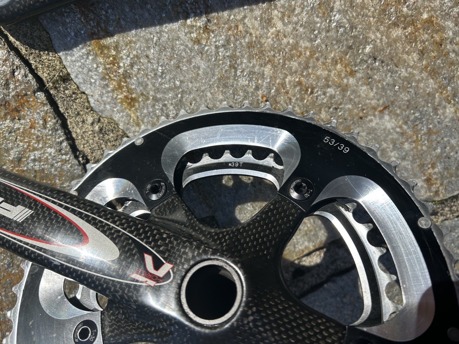 Parts only FSA K-FORCE CARBON CRANKSET DOUBLE 53-39 TOOTH 10 OR 9 SPEED 172.5MM