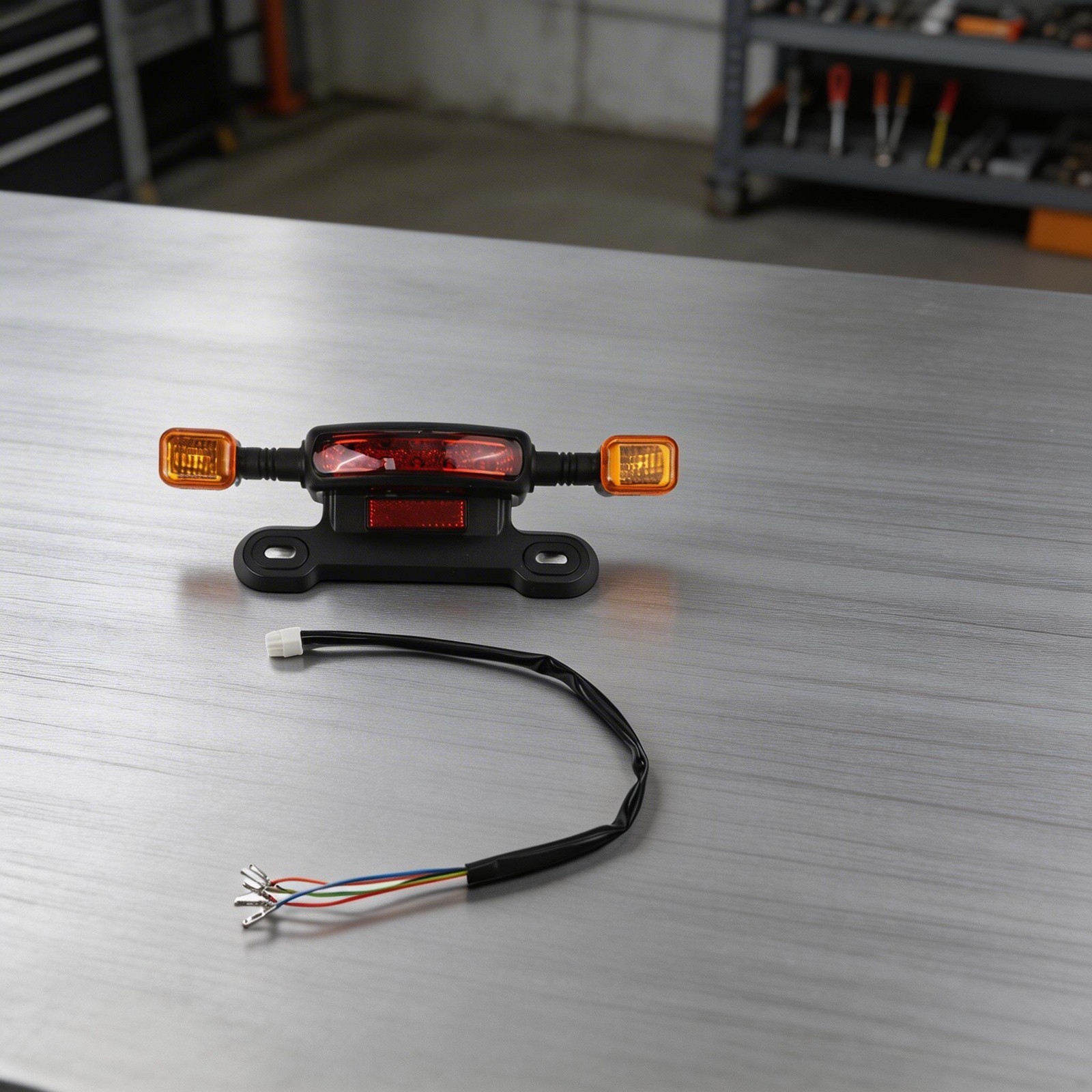 Electric Bicycle Taillight Assembly in Black and Yellow with 12V Support