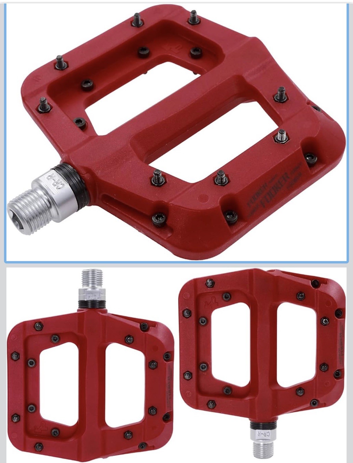 FOOKER MTB Bike Pedal Nylon 3 Bearing Composite 9/16 Mountain Pedals Non-Slip