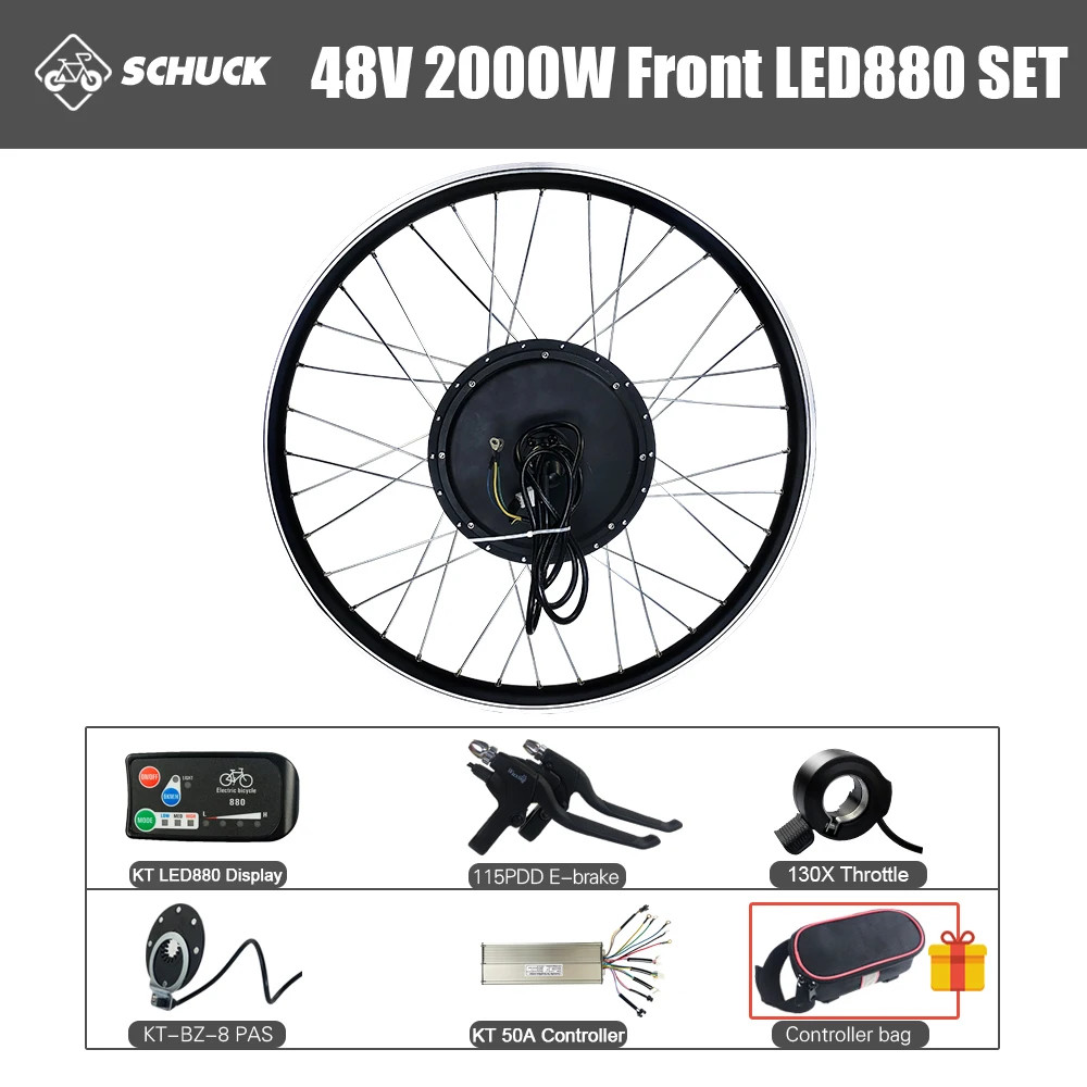 48V 2000W Mountain E-bike Front Drive Brushless Gearless Motor 20-29 Inch 700C