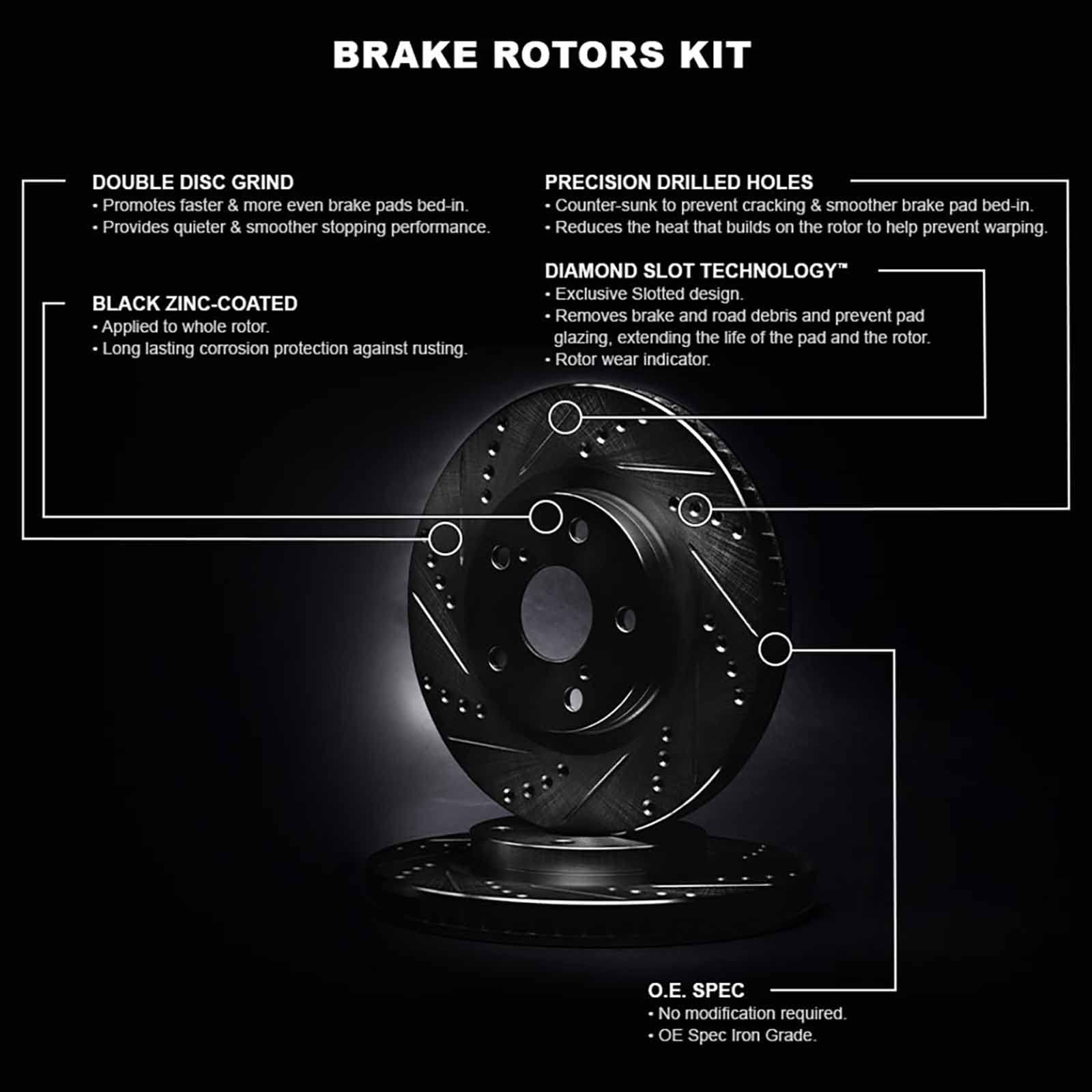 R1 Concepts Brake Rotors Fits 2000-2008 Audi A4 2001-2003 Audi S8 1997-2002