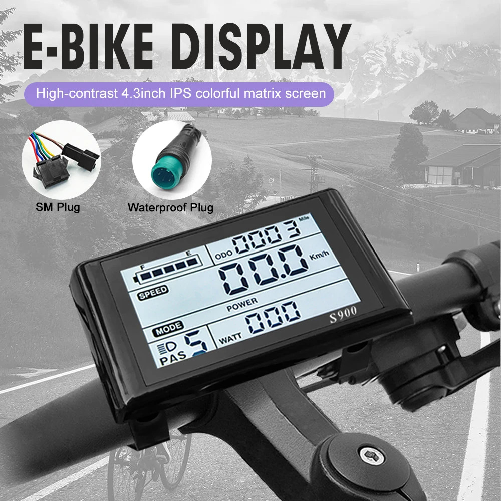 E-bike Display S866 S900 UKC1 LCD Display 24V-48V SM/Waterproof Connection Plug