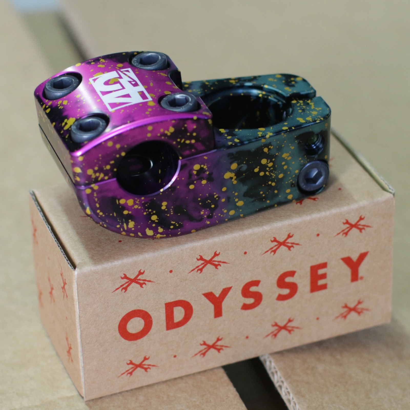 ODYSSEY BMX NORD BICYCLE STEM ’85 SPLATTER (NO TWO ARE THE SAME)