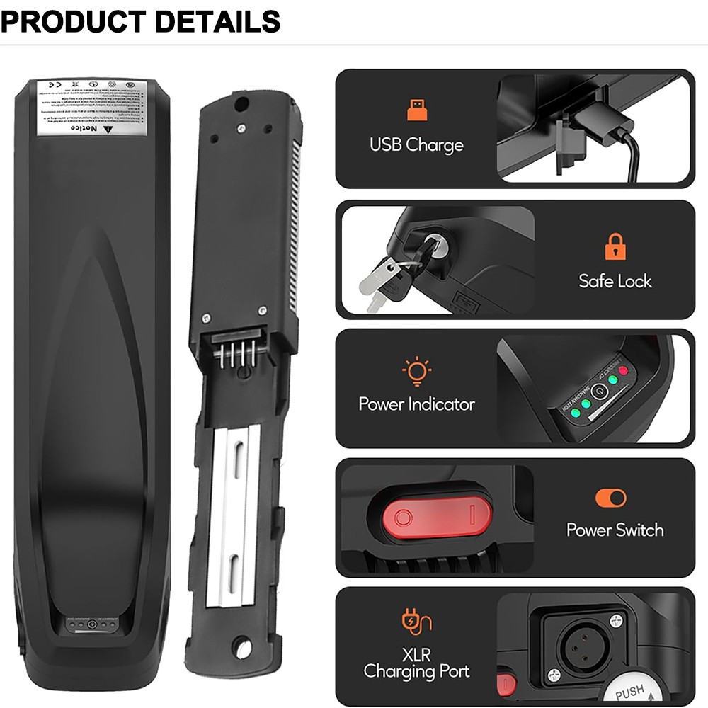 48V 30Ah Hailong Battery Electric Bike Battery Ebike Lithium 250W-1500W Charger
