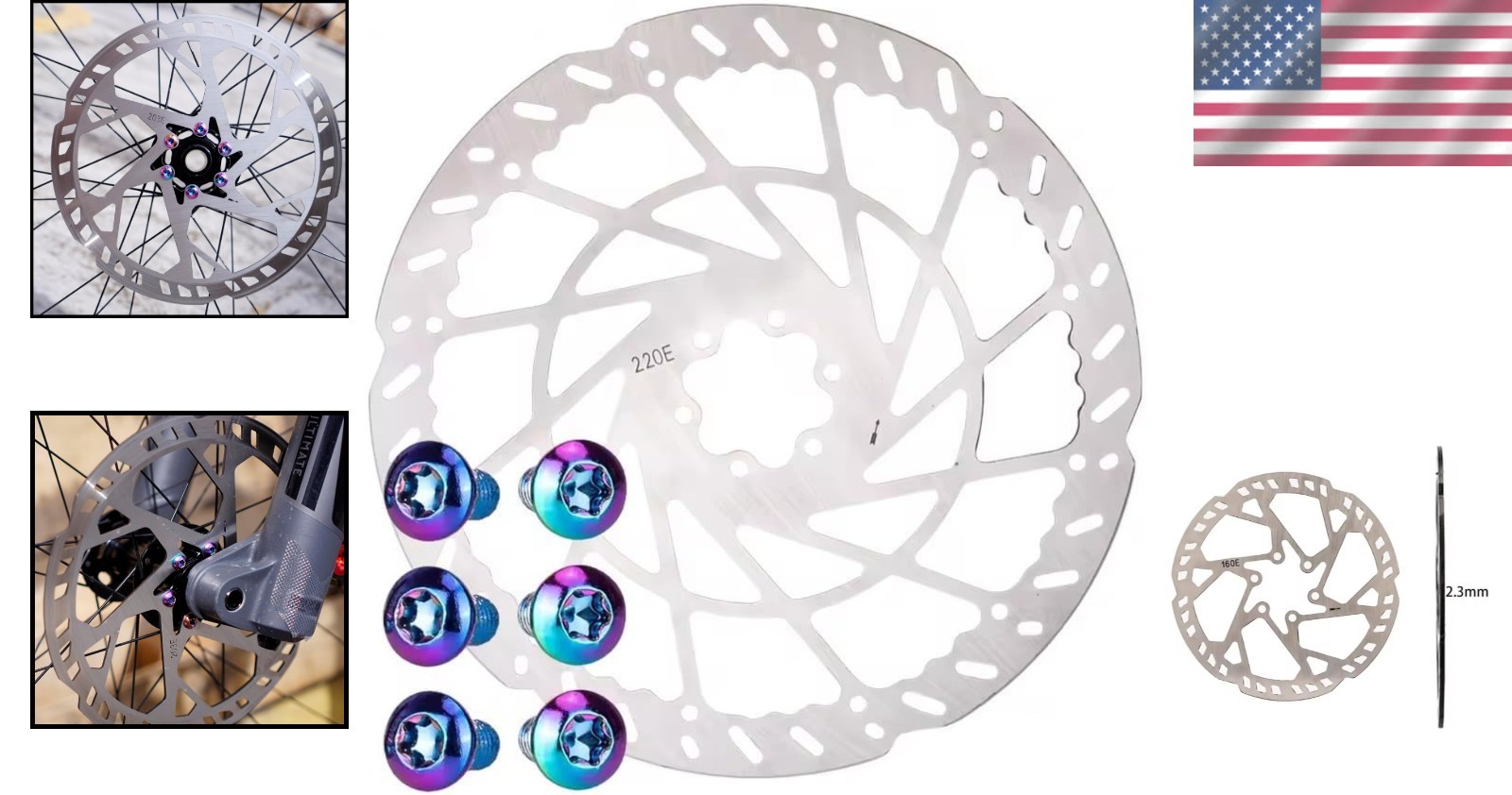 High-Performance 220mm Disc Brake Rotor with Rapid Heat Dissipation for Bicycles