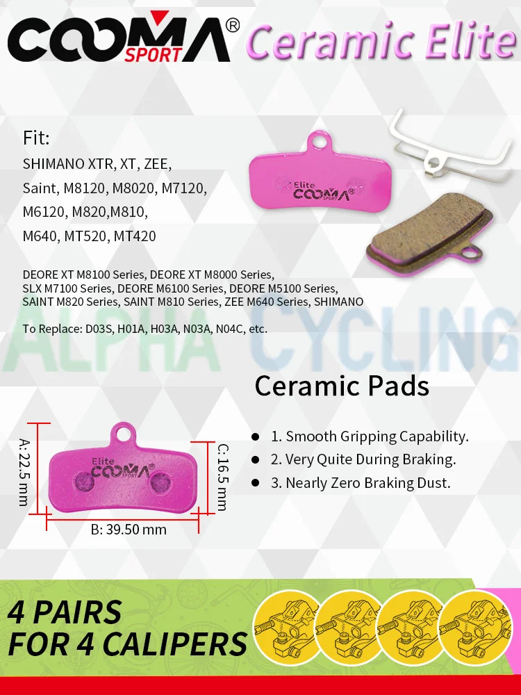 4 Pairs 8 Pcs Ceramic Bicycle Disc Brake Pads for Shimano SRAM Avid Magura