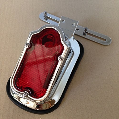 XKMT-Chromed Heavy Metal Aluminum Tombstone Brake Tail Light Metal Light Red