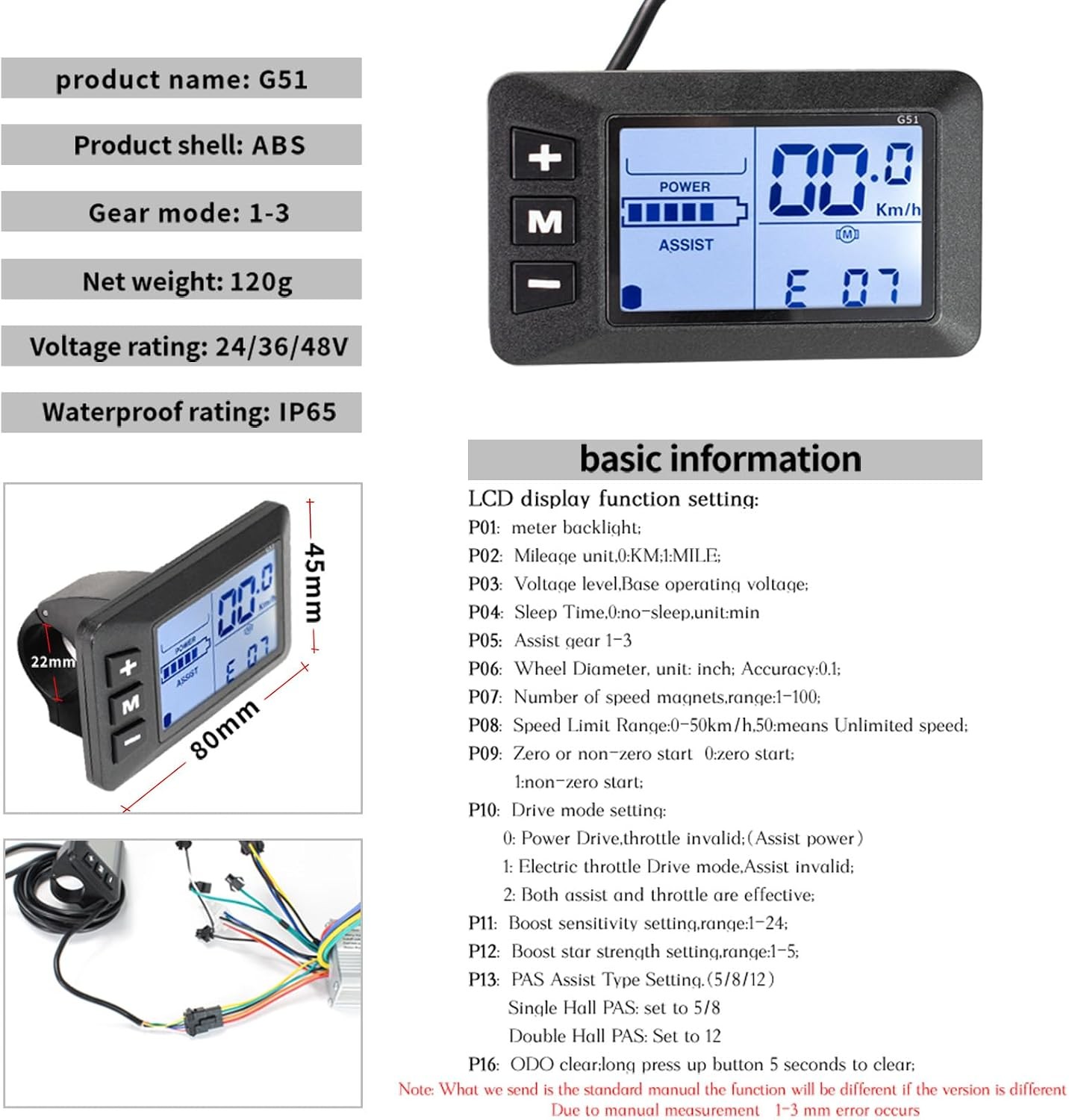 24V 36V 48V Electric Bike Controller Kit 17A 350W Brushless Motor Controller and
