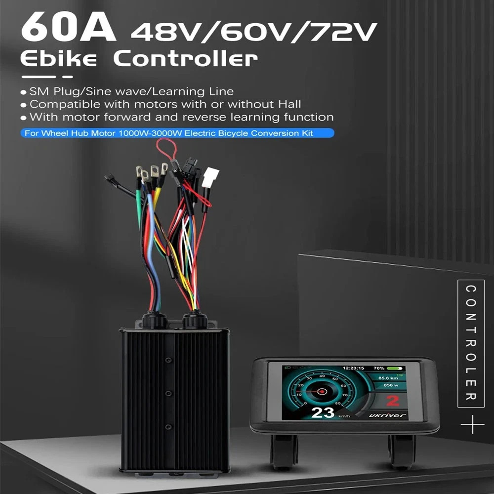 48V-72V 60A 3-Mode 18 Tubes Sine Wave Controller for Ebike 1000-3000W Motor