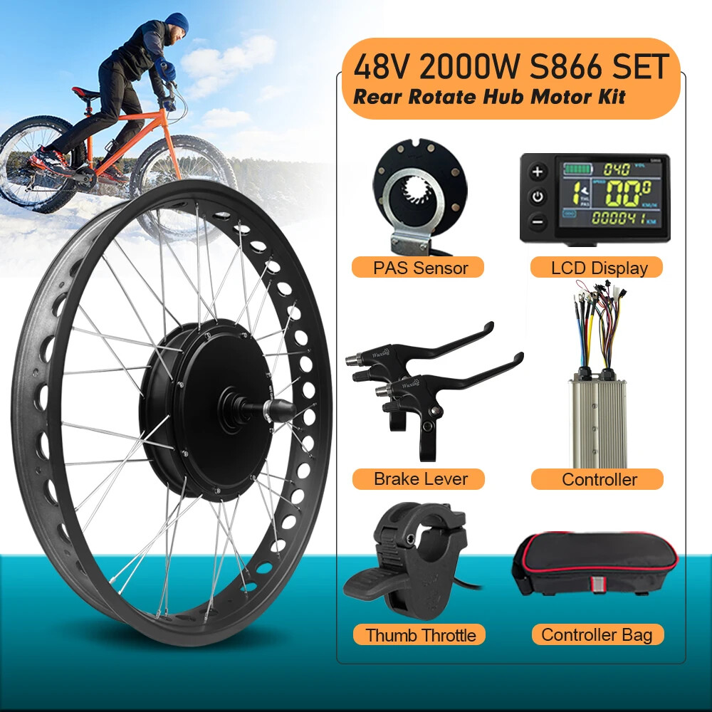 48V 2000W 20 24 26inch Snow Fat Electric Bike Brushless Rear Rotate Hub Motor