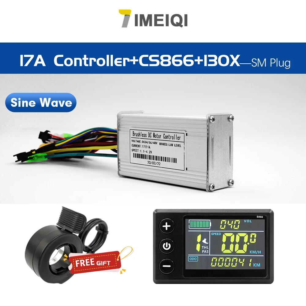 Electric Bicycle Sinawave Controller 36V/48V 17A -40A with LCD S866 DIsplay