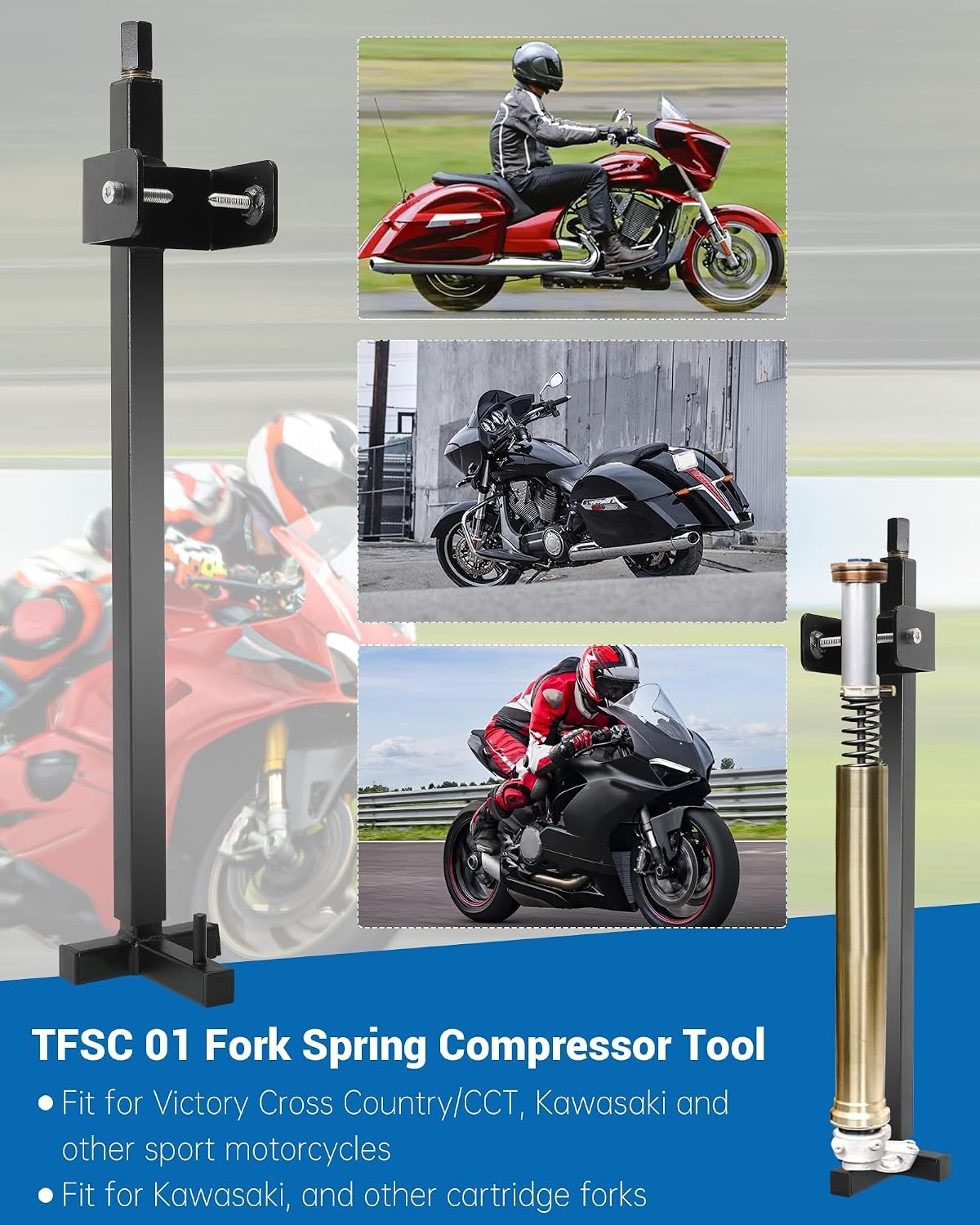 TFSC 01 Fork Spring Compressor Tool, Carbon Alloy Steel, Powder Coated