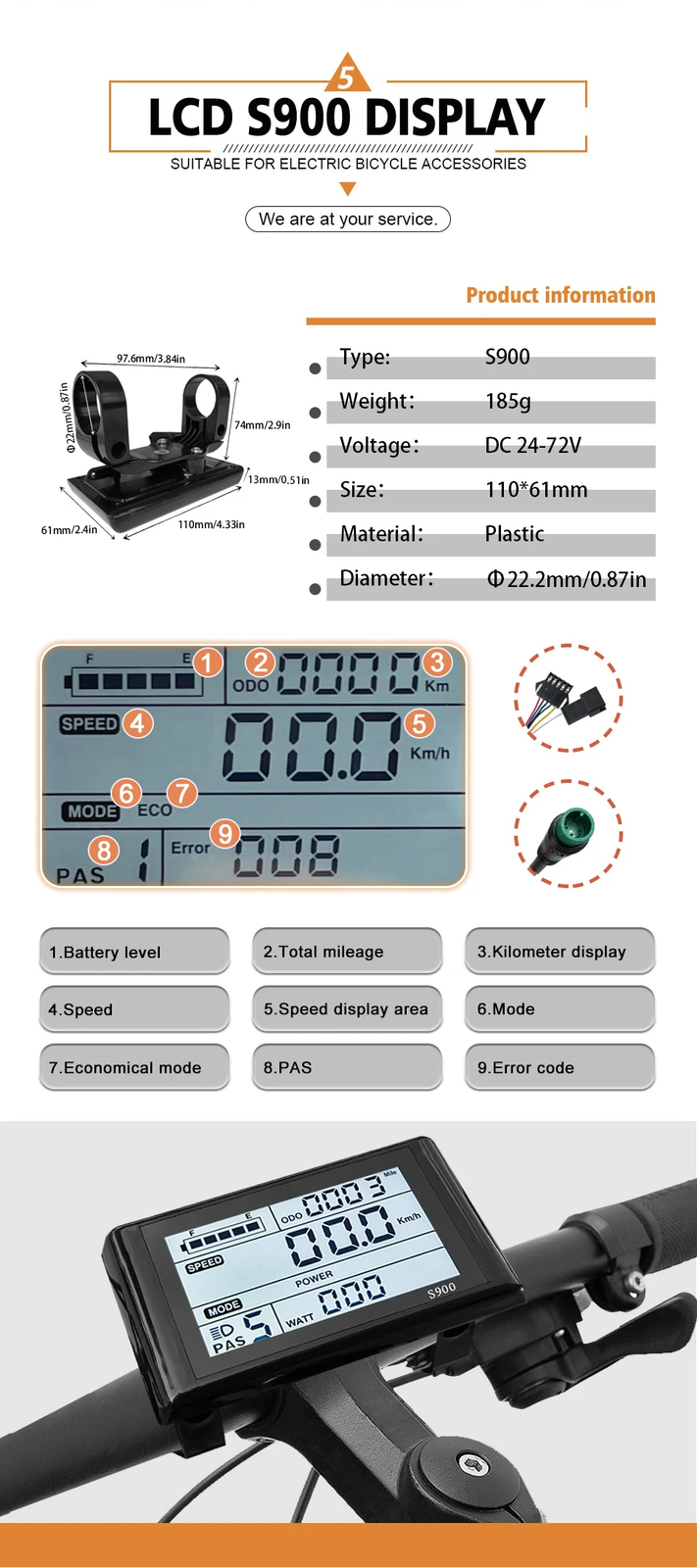 48V/72V 80A Sine Wave Brushless Controller with LCD Display Ebike Conversion Kit